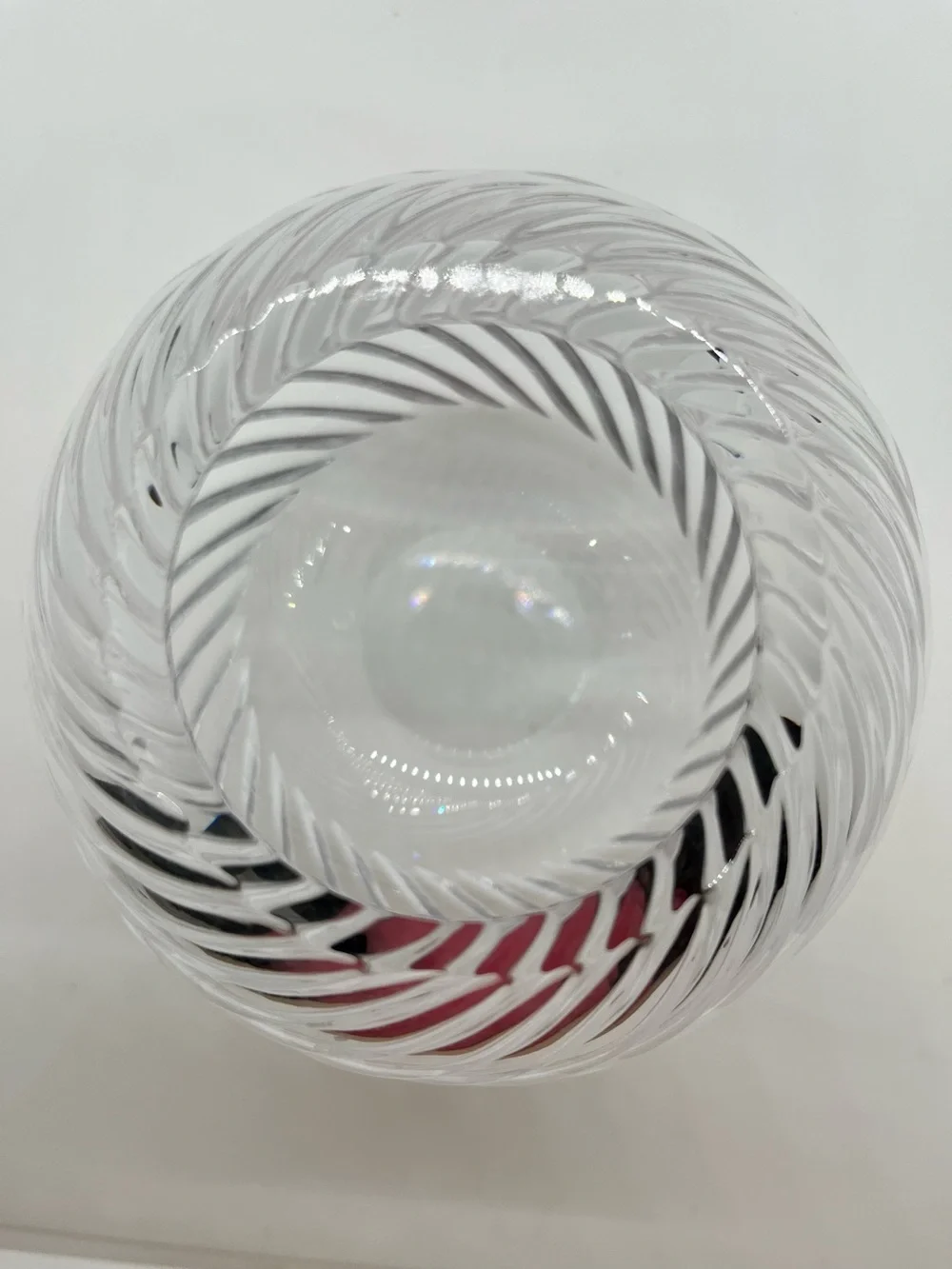 Vintage Astral Swirled Lead Crystal Glass Sphere Rose Bowl Vase